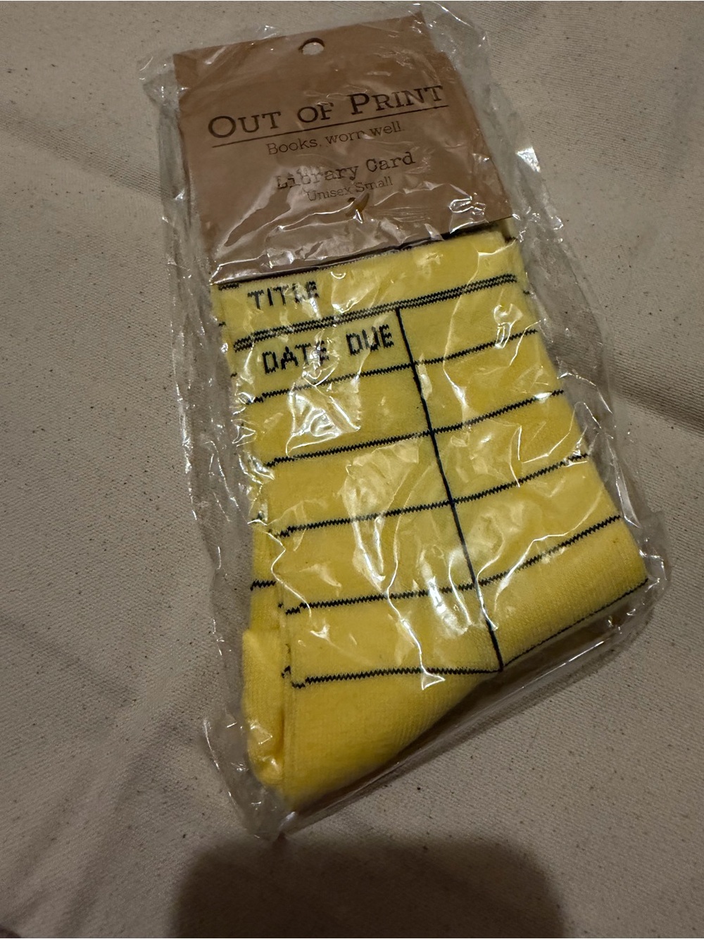 Out of Print Yellow Library Card Socks for Men